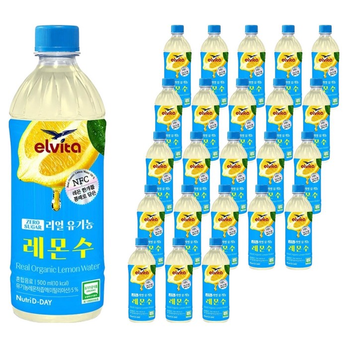 뉴트리디데이 리얼 유기농 레몬수, 24개, 500ml
