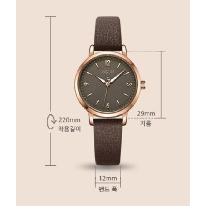 쥴리어스 여성용 가죽 손목시계 JA-1070 후기 분석 - 실버/골드 베젤 톤 비교