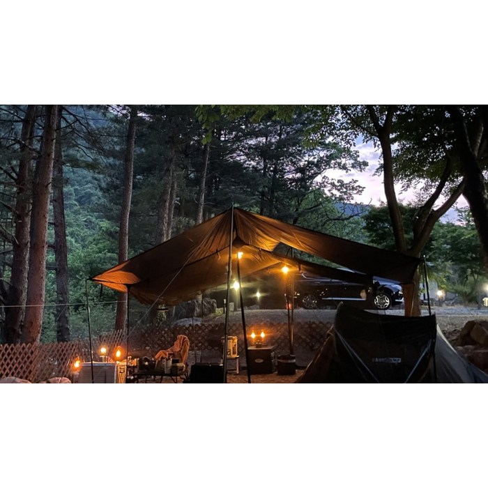 아이두젠 라운지 타프스크린 착탈 메쉬 그늘막 타프쉘 렉타, 블랙 후기 분석 - 피칭 후 전면 뷰