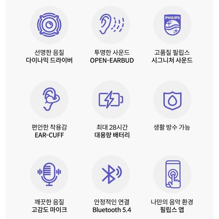 필립스 오픈타입 무선 5.4 이어커프 블루투스 이어폰 후기 분석 - 페어링 모습