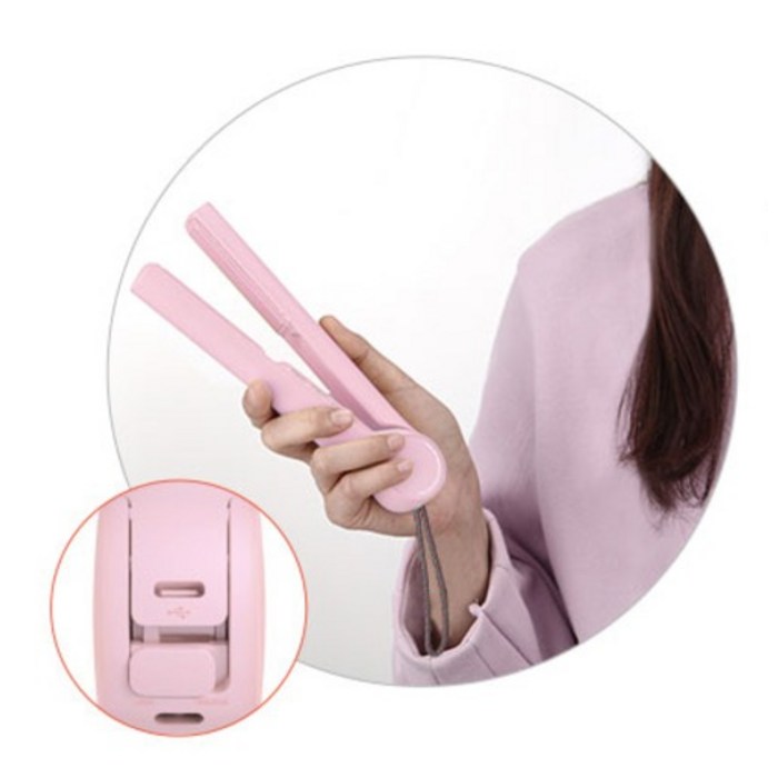 유닉스 충전용 무선 플랫 고데기, PASTELPINK 후기 분석 - 한 손에 쏙 들어오는 사이즈
