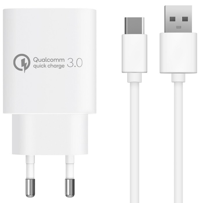 HomePlanet Qualcomm Official Certification QC3.0 18W Fast Charger + Type C Charging Cable 1.2m Set