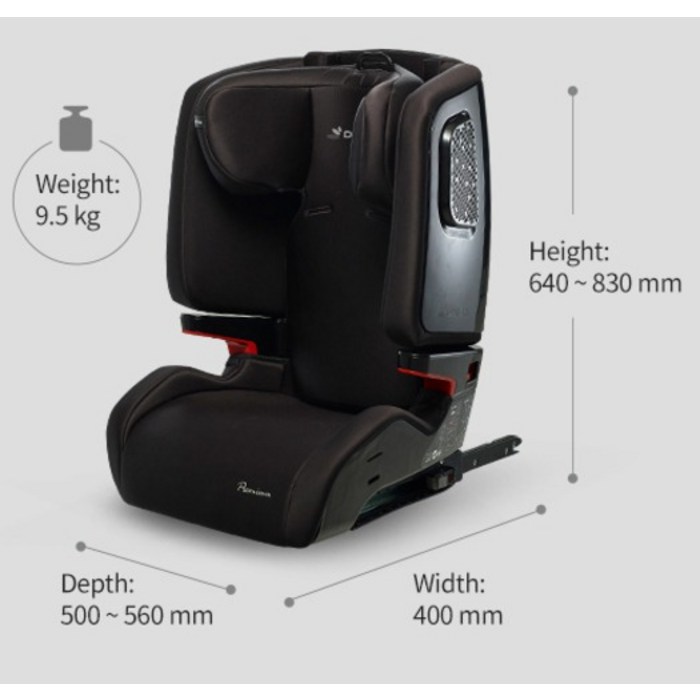 다이치 브이가드 ISOFIX 주니어 시즌2 프리미엄 카시트 일체형, 다크그레이 후기 분석 - 등받이 각도 조절 기어