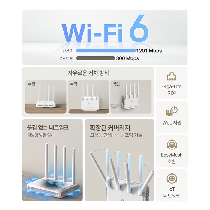 티피링크 AX1500 기가비트 WiFi 6 공유기 후기 분석 - 패키지 구성품 및 랜케이블