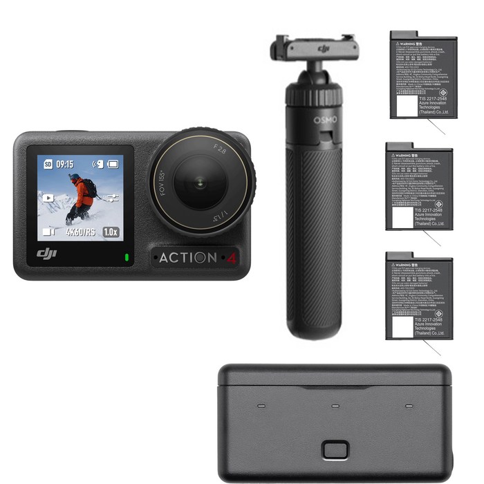 DJI Osmo Action 4 어드벤처 콤보 액션캠, AC003, 혼합색상 - 액션캠