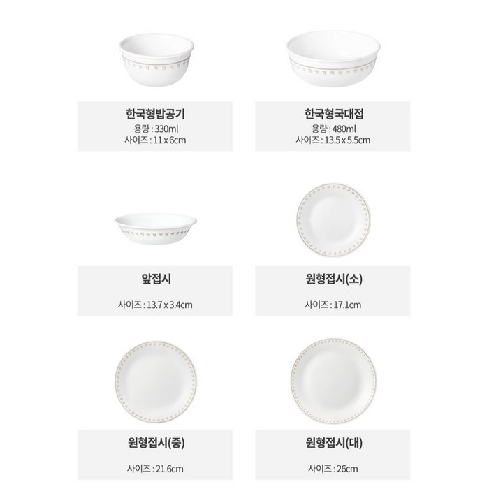 코렐 리틀클로버 원형 6인 식기세트 24p 후기 분석 - 정갈한 상차림 예시