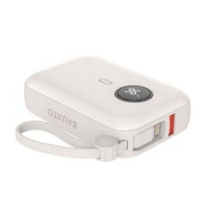 바우아토 포켓쉴 난연 PD 22.5W 고속 입출력 케이블 일체형 미니 보조배터리 10000mah 후기 분석 - 충전 포트 및 표시등 이미지