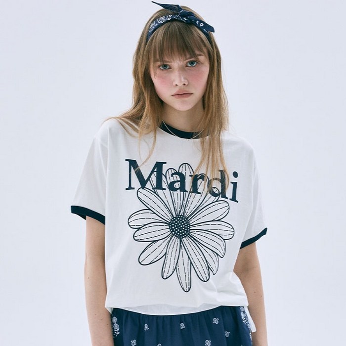 마르디메크르디 여성용 FLOWERMARDI RINGER TSHIRT