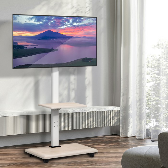 홈플래닛 삼탠바이미 TV 스탠드 거치대 이동식 26~75인치 화이트, 1개 후기 분석 - 조절 각도 상세