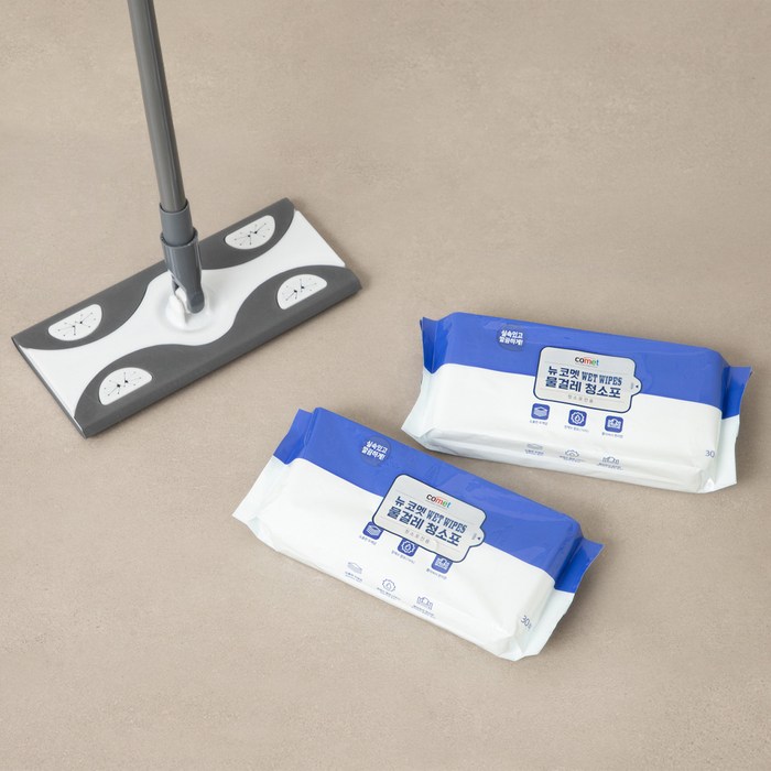 Comet Rods Mop + Mop Cleaning Cloth 30매 2팩, 1 Set