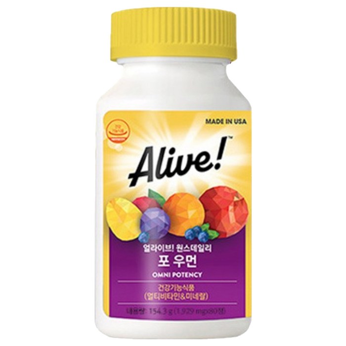 얼라이브 원스데일리 포 우먼 멀티비타민, 80정 후기 분석 - 영양 성분표 및 상세 스펙