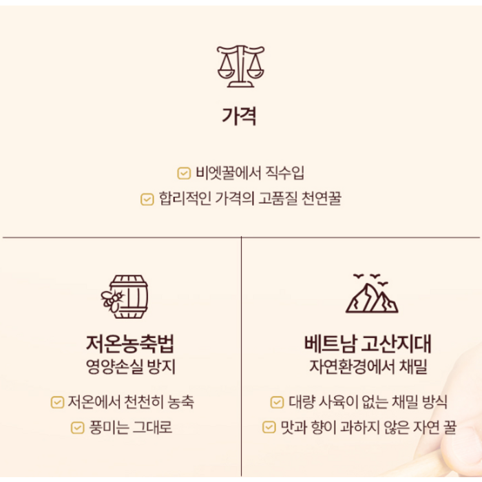 비엣꿀 베트남 야생화꿀, 2kg 후기 분석 - 인증 정보
