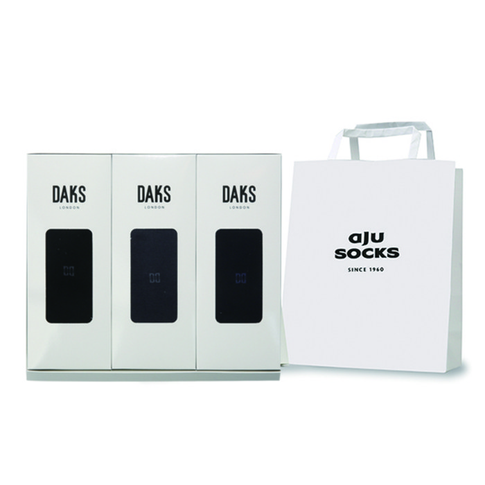 닥스 남성용 신사 무지 장목 3족 양말 선물세트 + 쇼핑백