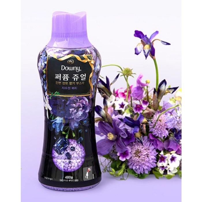 다우니 퍼퓸 쥬얼 자수정 베리 향기부스터, 480g 후기 분석 - 세탁물과 함께 사용되는 모습