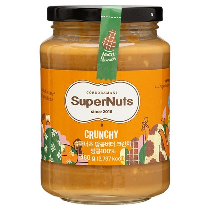 슈퍼너츠 100% 땅콩버터 크런치, 460g, 1개