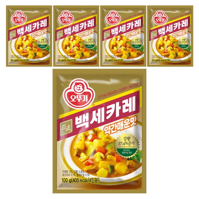 오뚜기 백세 카레 약간매운맛, 100g, 5개
