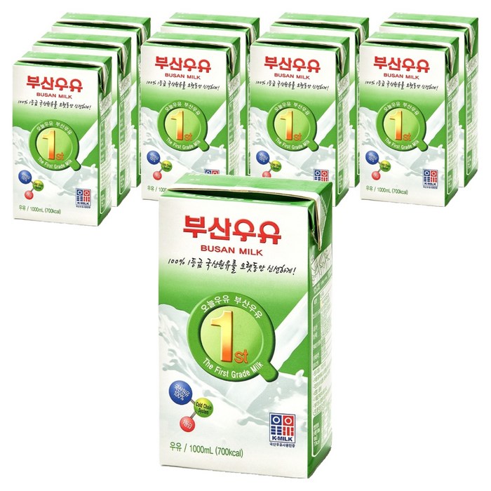 부산우유 멸균 흰우유, 1L, 10개