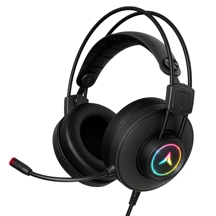 앱코 가상 7.1 RGB 노이즈 캔슬링 마이크 3D 초경량 게이밍 헤드셋, 블랙, H58