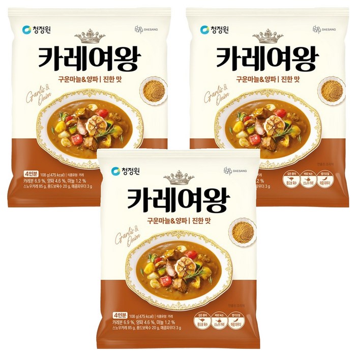 카레여왕 구운마늘 앤 양파 진한 맛, 108g, 3개