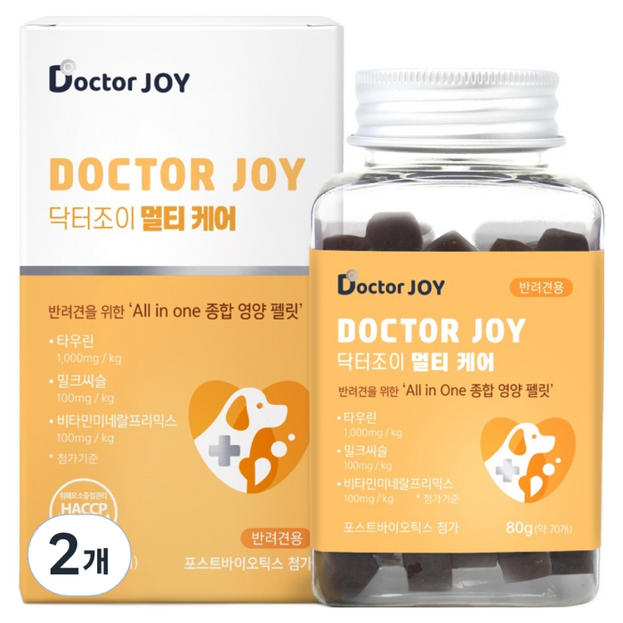 닥터조이 강아지 케어 영양제, 70정, 종합영양제, 2개