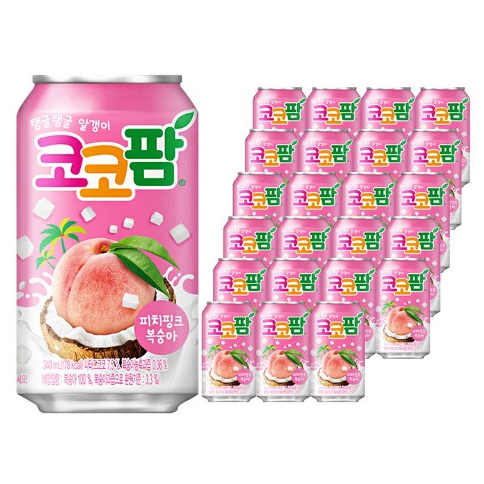 해태에이치티비 코코팜 피치핑크 복숭아, 340ml, 24개