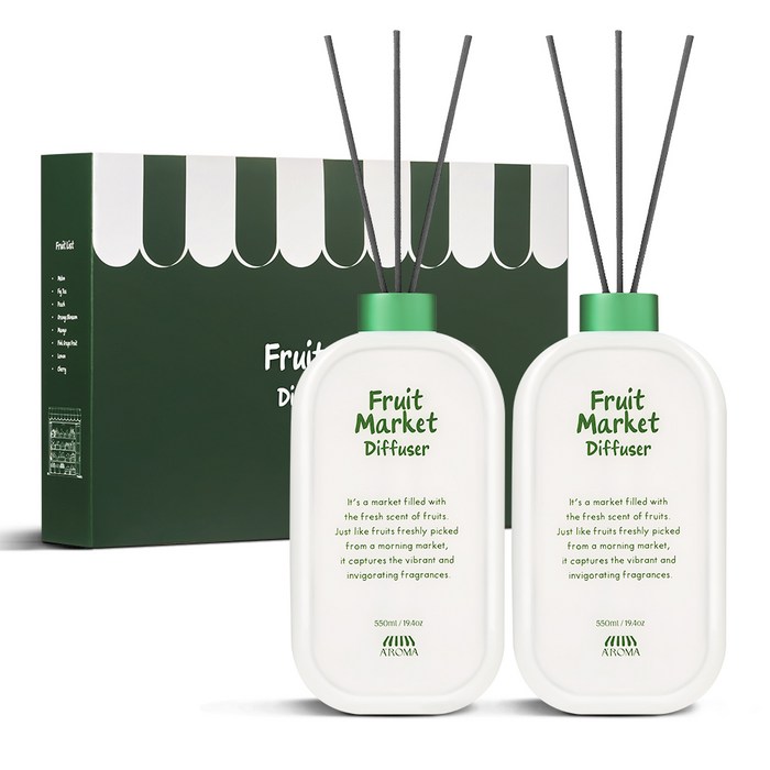 에이로마 후르츠마켓 디퓨저 550ml x 2p 선물 세트, 스윗어바이트, 1세트