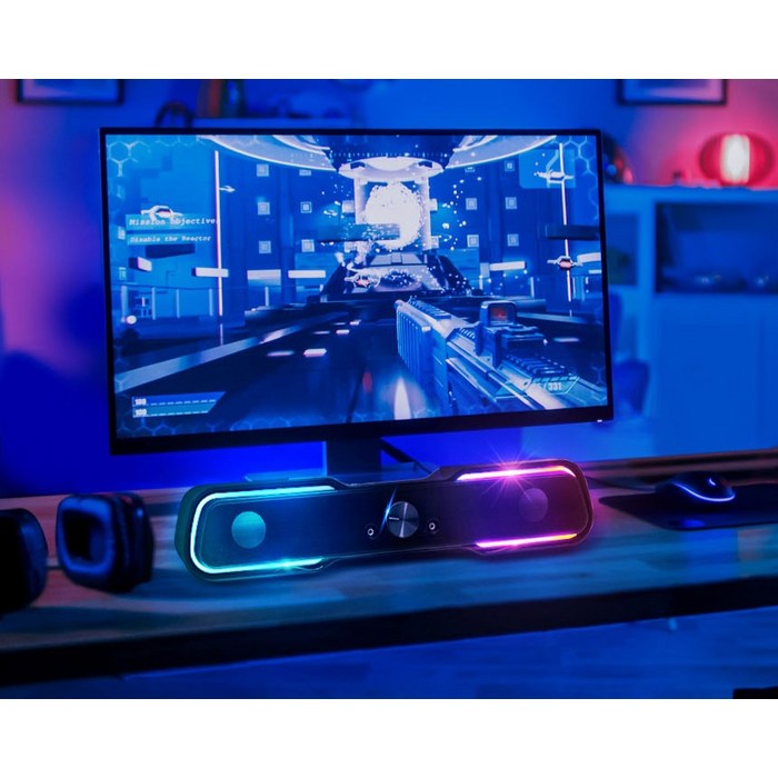 로이체 2채널 멀티미디어 RGB 레인보우 LED 게이밍 사운드바 스피커, RSB-G5000 후기 분석 - 볼륨 조절 다이얼 확대