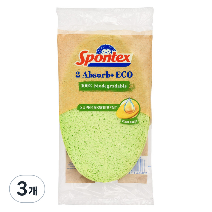 스폰텍스 2Absorb+ECO 셀룰로오스 수세미, 3개, 2개입