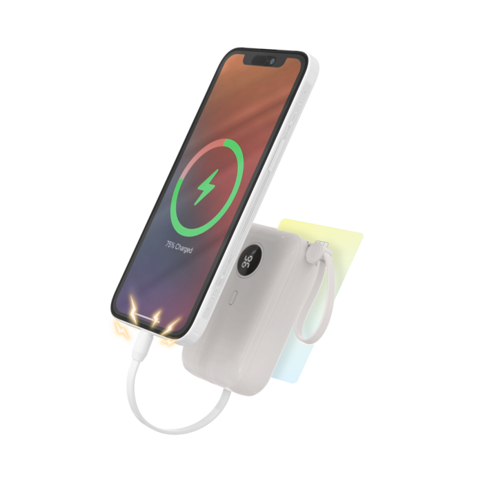 바우아토 포켓쉴 난연 PD 22.5W 고속 입출력 케이블 일체형 미니 보조배터리 10000mah 후기 분석 - 일체형 케이블 상세 이미지