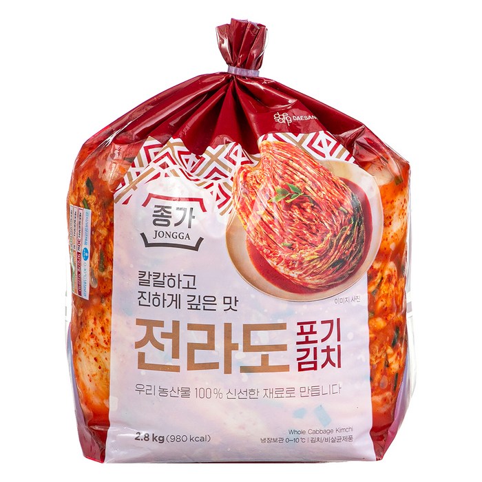 대상 종가 전라도 포기김치, 2.8kg 후기 분석 - 일정한 배추 크기