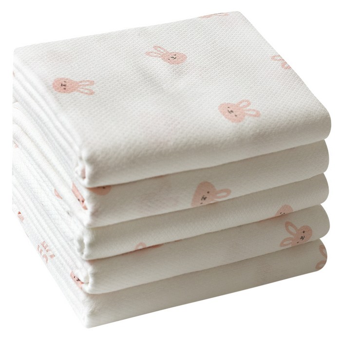 Baby & Eye Soft Square Cloth Diapers, Bunny, 5 Pieces