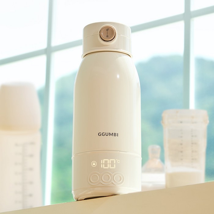 꿈비 휴대용 100도 가열 무선 분유포트 500ml 후기 분석 - 조작부 디스플레이