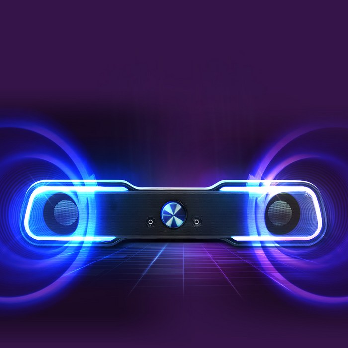 로이체 2채널 멀티미디어 RGB 레인보우 LED 게이밍 사운드바 스피커, RSB-G5000 후기 분석 - 측면 디자인 디테일