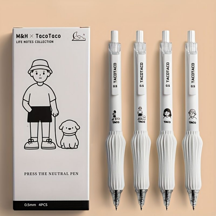 부드러운 소프트그립 중성펜 4P 세트, 1세트, 화이트 - 필기감 좋은 볼펜