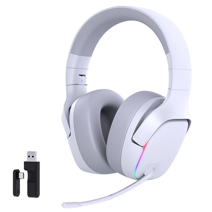 벤트론스 무선 게이밍 헤드셋 RGB 3모드 연결방식 가상 7.1 채널, 화이트, CT780