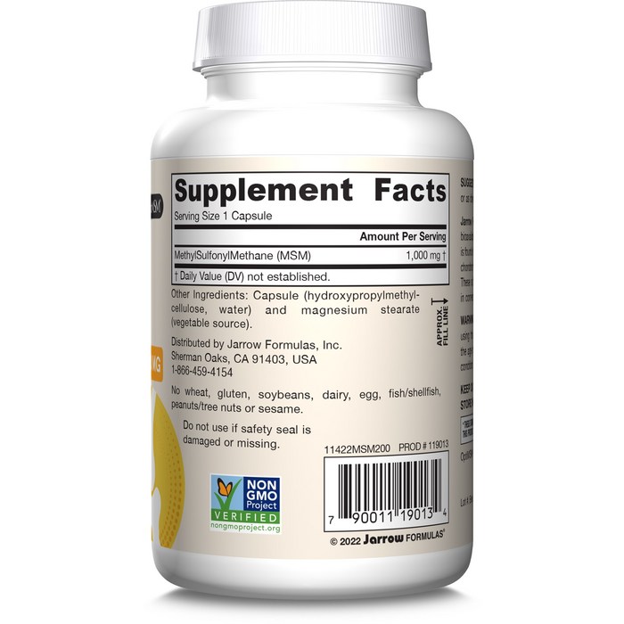 재로우 MSM 1000mg 베지 캡슐 후기 분석 - 영양 성분표 상세