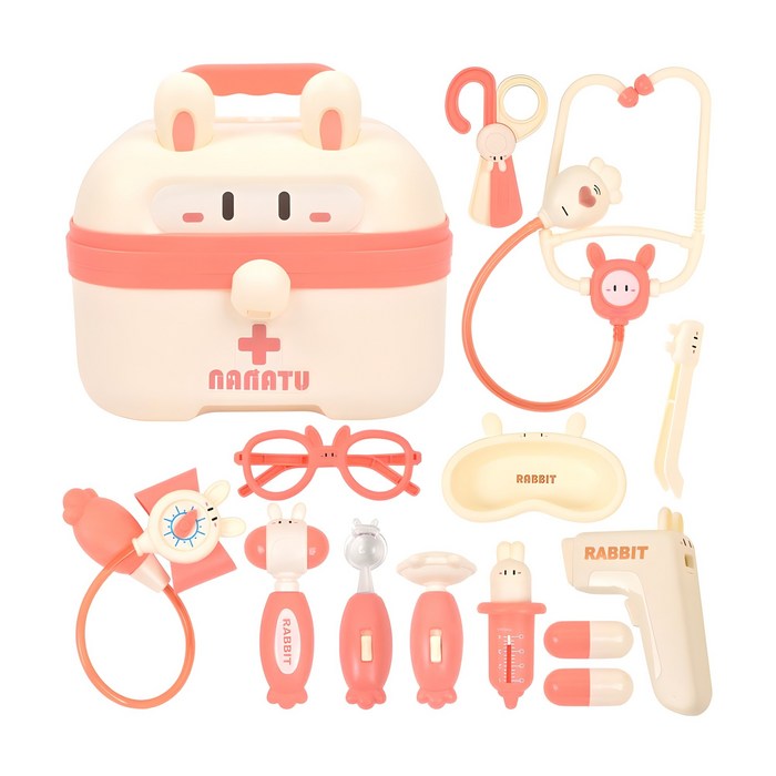 Rabbit Bag Storage Box Working Hospital Play Set, Pink, 1 Set