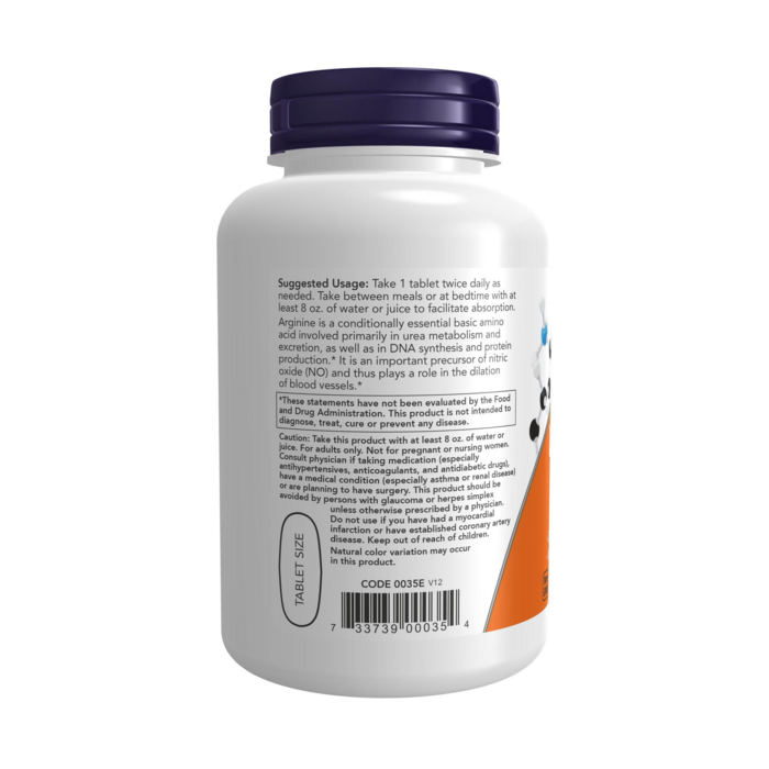 나우푸드 더블 스트랭스 L-아르기닌 1000mg 타블렛 후기 분석 - 영양 성분표