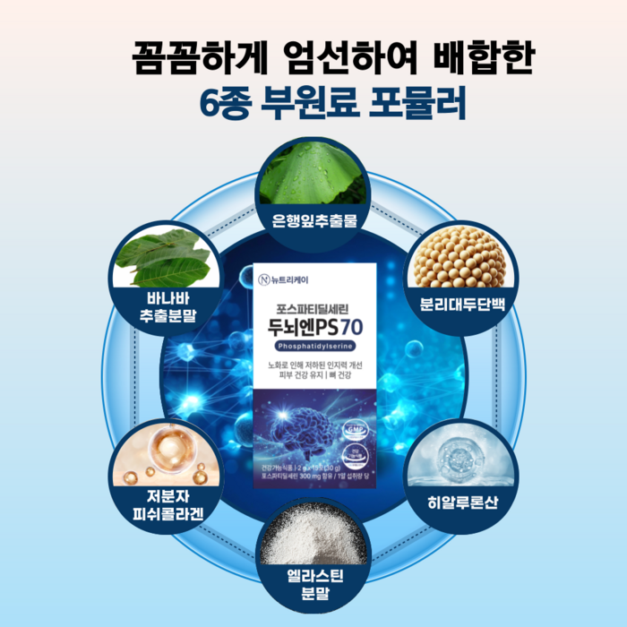 뉴트리케이 두뇌엔 PS70 인지력 포스파티딜세린 분말 식약청인증, 180개 후기 분석 - 품질 보증 마크