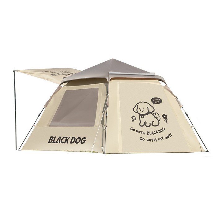 BLACKDOG 레이슈어 2.1 베이스 투도어 투윈도우 자동 텐트 CBD2550WS016, 라테 브라운 후기 분석 - 우중 캠핑 및 이슬 방지 탑 플라이 적용