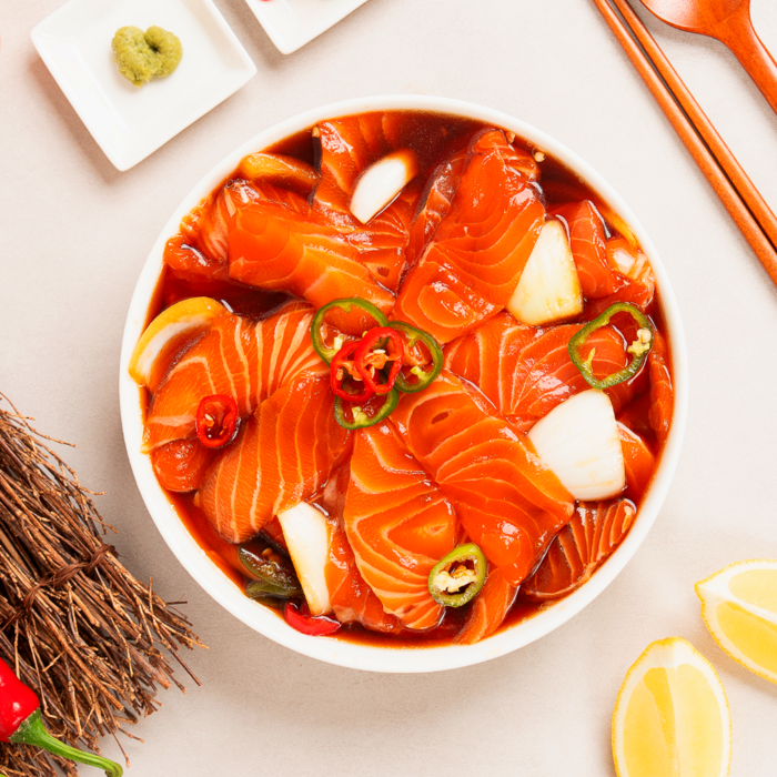 간장 생 연어장 1kg 밥도둑 반찬 짜지 않은 간장 생 연어장 [살롱드파파], 1개