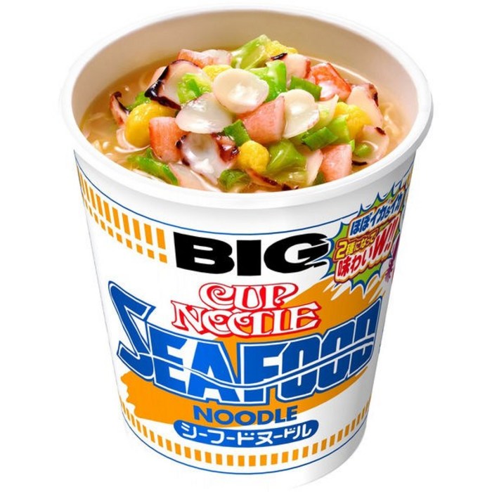 NISSIN 닛신 컵누들 컵라면 BIG 해물맛 104g x 12개입, 12개 후기 분석 - 조리 후 풍성한 건더기 상세 컷