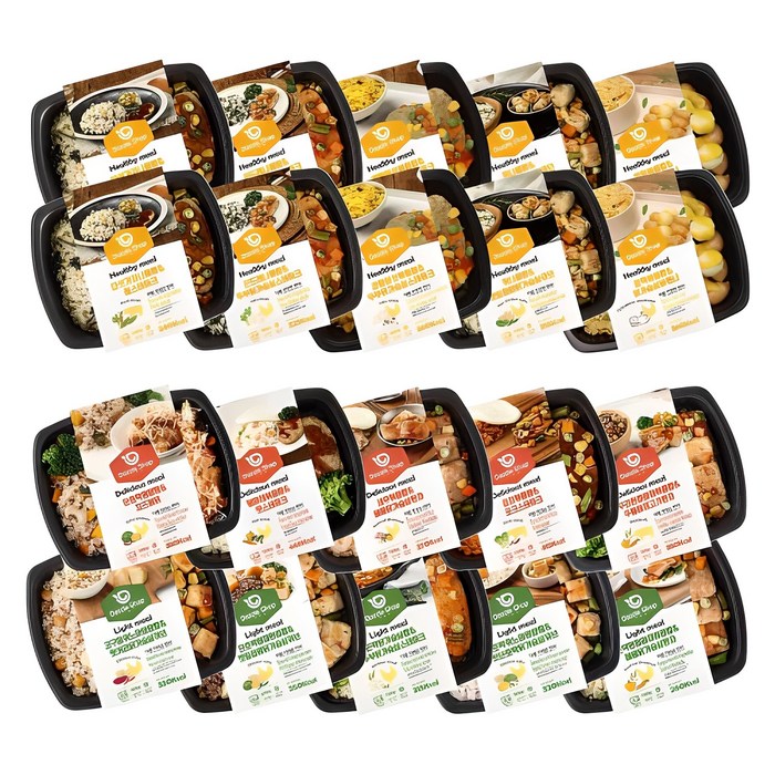 다즐샵 식단관리 도시락 4주 식단 15종 20팩 세트 (건강한10팩+맛있는5팩+가벼운5팩), 1세트 - 다이어트 식단