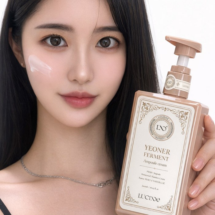 뤼산드 PDRN 연어 특허발효 앰플 크림 300ml 영양 에센스 세럼 콜라겐 생성 미백 팔짜 눈밑 주름 미백 기능성 피부결개선 다크써클 기미 탄력 진정 보습 건조 수분 화이트닝, 1개 후기 분석 - 제형 및 발림성 상세 컷