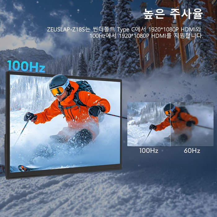 ZEUSLAP 제우스랩 18.5inch 100hz IPS 휴대용 모니터 DEX 모니터 초경량 초슬림 휴대 포터블 모니터 Z18S, 46.99cm 후기 분석 - 측면 초슬림 베젤