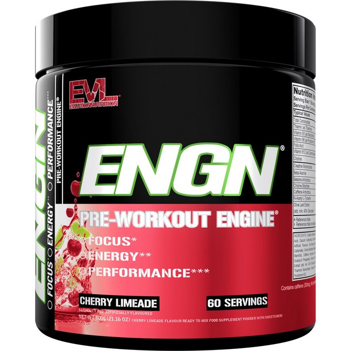 EVLUTIONNUTRITION ENGN 프리-워크아웃 엔진 체리 라임에이드 맛, 1개, 600g