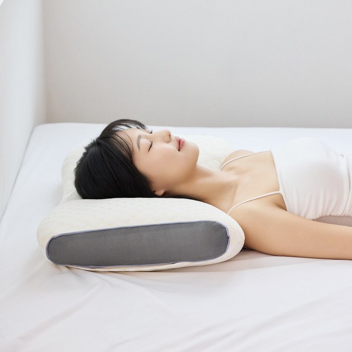 슬립포어 목편한 잠 잘오는 경추 수면 베개 2p, 화이트 후기 분석 - 침대 배치 예시
