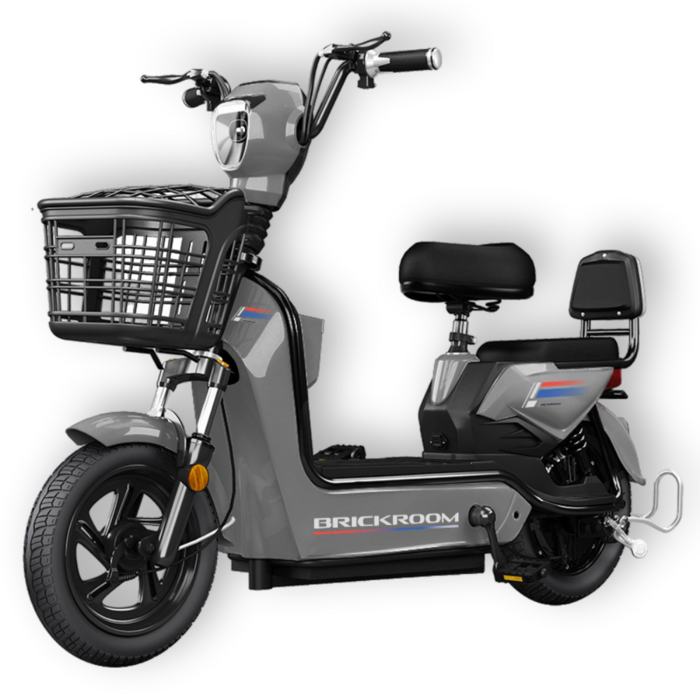 BRICKROOM 3세대 전기 자전거 자토바이 출퇴근 전동 스쿠터 2인용 바이크, 리튬30A(120km), 그레이 - 자토바이