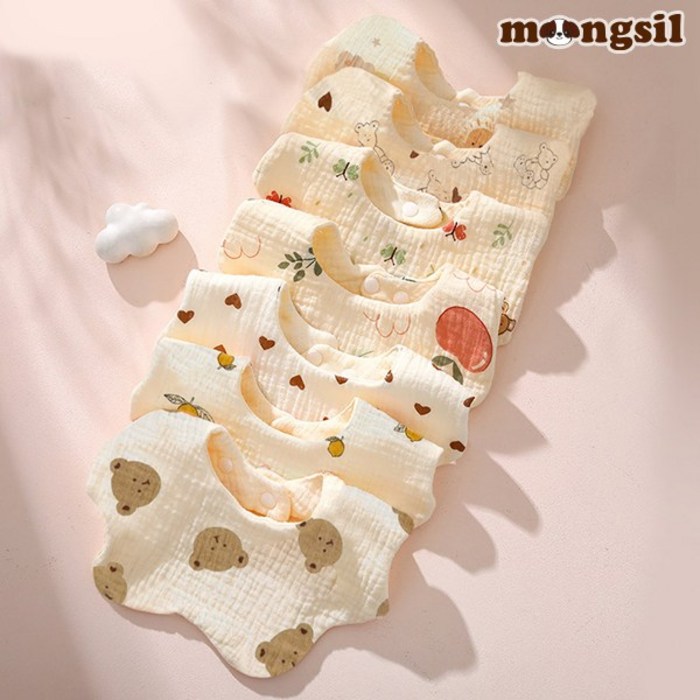Mongsil 6 layers pure cotton day bib baby newborn baby stone gift set gift wrapping