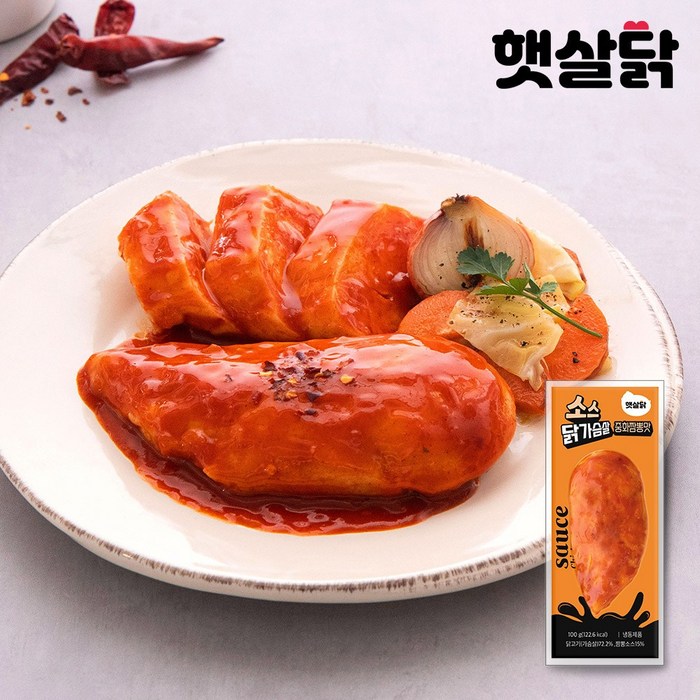 햇살닭 더촉촉한 소스 닭가슴살 100g 11종 22팩 / 소스 / 혼합구성, 22개 후기 분석 - 간편한 전자레인지 조리 예시 이미지